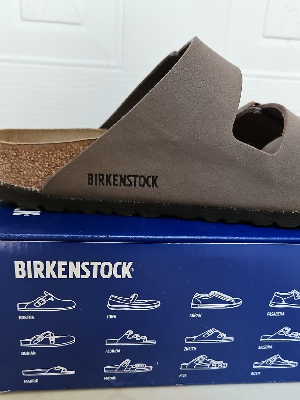 Birkenstock Taupe Arizona-Style Suede Slide